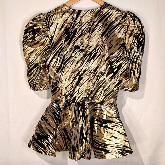 Vintage 1980's Joseph Ribkoff peplum waist gold and black jacket - Picture 2 of 7